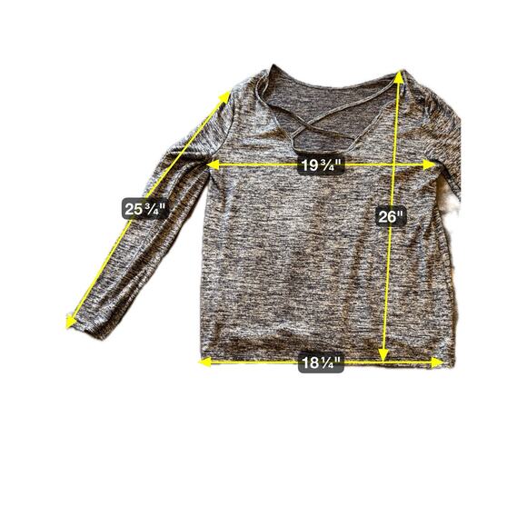 Gap Womens Criss Cross Back Long Sleeve Dyed Soft Top Navy Gray Mix Size Large - Picture 4 of 8